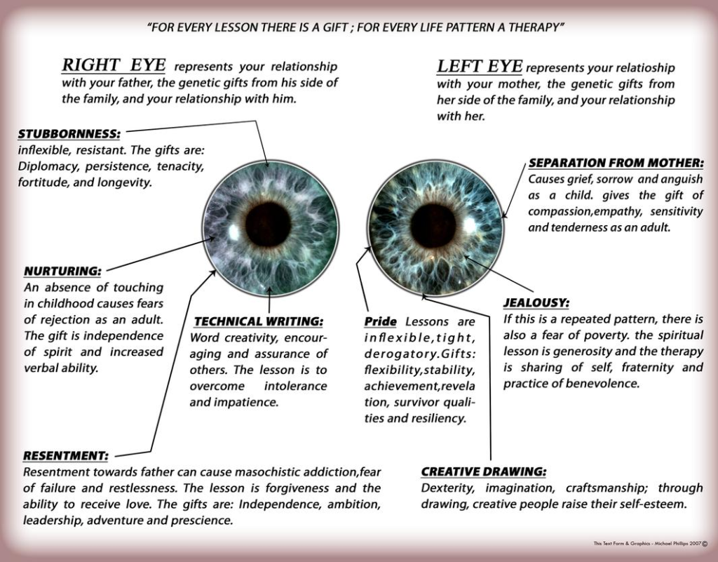 Rayid behavioral eye reading graphic showing right eye and left eye.